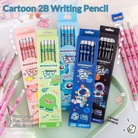 Crayons en bois à motifs de dessins animés, lot de 12, taille-crayon inclus, mine HB, multicolores, pour élèves du primaire, récompenses, petits cadeaux, fournitures scolaires