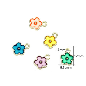 Breloques florales colorées en alliage de zinc pour la fabrication de bijoux, accessoires faits à la main, petite forme de fleur, serti clos, origine Yiwu - Product Image 2