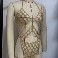 Chaîne de corps dorée, bijou de style européen et américain, pour toutes les saisons, festival de musique, tenue de fête, homme et femme, couvre-bikini de plage