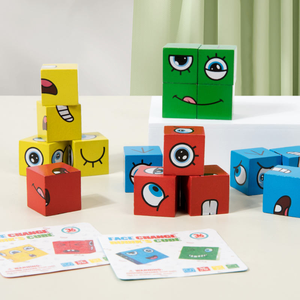 Juguete de Cubo de Madera con Caras Intercambiables, Clásico y <span class=keywords><strong>Popular</strong></span>, Juego de Bloques de Construcción Mágicos Interactivos para Padres e Hijos - Product Image 3