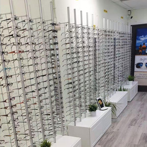 bingkai logam kacamata hitam optik kacamata tampilan aluminium dudukan dinding terpasang rak Tampilan dapat dikunci - Product Image 2