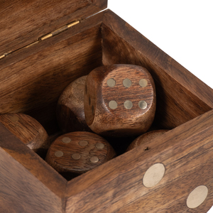 Scatola per Dadi in Legno di Mango per Giochi da Tavolo, Decorazione per Soggiorno e Tavolino, Gioco per Famiglie con Dettagli in Ottone - Product Image 3