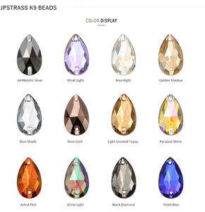 Strass en verre cristal en forme <span class=keywords><strong>de</strong></span> goutte d'eau, haute qualité K9, à dos plat, phosphorescents, écologiques, pour la couture sur tissu - Product Image 3