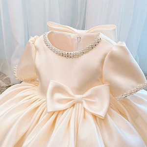 Abito formale <span class=keywords><strong>da</strong></span> ballo al ginocchio per <span class=keywords><strong>bambina</strong></span> di un anno vestito con scollo a 2025 festa di compleanno fiore di nozze - Product Image 3