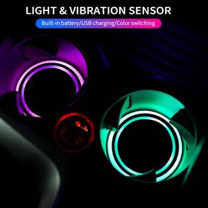 Posavasos LED para <span class=keywords><strong>Coche</strong></span> con Carga USB, Luz con Logotipo, Sensor <span class=keywords><strong>de</strong></span> Vibración Luminoso, Impermeable, para Crear Ambiente Interior en el Vehículo - Product Image 4