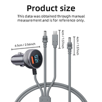 Cargador de Coche Starlink Mini Impermeable con Pantalla Digital, Cable 3 en 1, Encendedor de Cigarrillos de 12-24V, Cable de Alimentación CC de 5 Metros