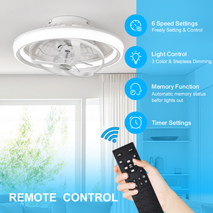 Ventilateur de plafond industriel à moteur DC avec lumière LED, télécommande, lampe en plastique - Fonctionnement silencieux, refroidissement de l'air - Product Image 2
