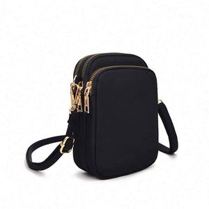 Sac bandoulière mini pour téléphone en tissu Oxford noir pour femmes - Product Image 3