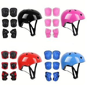 Jeunes enfants Skate équipement de sécurité patinage à roulettes planche à roulettes cyclisme genou coude poignets réglable casque équipement de protection - Product Image 1