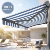 Auvent en aluminium pour fenêtres avec mécanisme rétractable manuel, auvent pliable imperméable, auvent rétractable motorisé