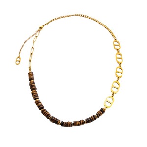 Natural Stone Necklace Geometric Design 18K Gold Plated <b>Titanium</b> Steel Clavicle <b>Chain</b> For Women Party Fashion - Product Image 5