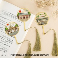 Marque-page en métal haut de gamme, style chinois ancien, paysage urbain, souvenir de zone touristique, thème scolaire, pour enseignants