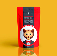 Sachet Doypack personnalisé à fermeture éclair, à fond plat, pour l'emballage de 1,5 kg de friandises pour animaux de compagnie (chiens, chats) et aliments pour animaux.