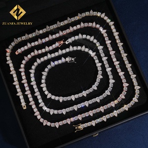 เครื่องประดับ ZUANFA โมอิสซาไนต์ทรงลูกแพร์และทรงกลม สร้อยเทนนิส เงินแท้ 925 ประดับเพชรเต็มเส้น สไตล์ฮิปฮอป เครื่องประดับหรูหรา ระดับ VVS - Product Image 3