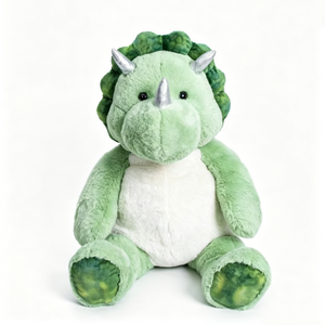 Peluche Triceratops, peluche dinosaure, peluche verte en forme de dinosaure, Triceratops à cornes argentées, jouet dinosaure pour enfants, peluche dinosaure moelleuse - Product Image 3