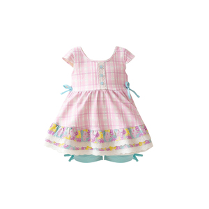 Conjunto de Ropa para Niña GSSO3115 CUSTOM Little Active Girl, Estampado de Huevos de Pascua con Lazos Coloridos, Conjunto sin Mangas para Niña, Venta al por Mayor - Product Image 2