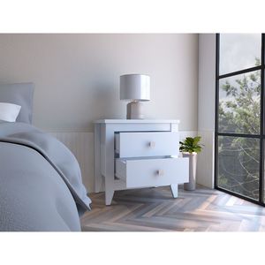 Amara Nightstand White Two <b>Drawer</b> Storage <b>Side</b> <b>Table</b> Bedroom Furniture - Product Image 5