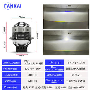 Faros Láser de Alta Potencia Fankai Transfronterizos de 150W P3D con Triple Haz, Bi-Xenón, Lente LED de Aleación de Aluminio y Luces Altas/Bajas de 69W - Product Image 4