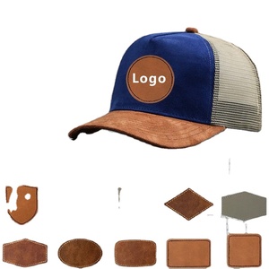Gorra de béisbol de gamuza de cinco paneles con etiqueta de cuero y logotipo personalizado para hombre y mujer, gorra de camionero de malla a juego de colores para primavera y verano - Product Image 1