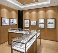 Aménagement de boutique de bijoux de luxe sur mesure, comptoirs et armoires murales de présentation de bijoux en bois massif de qualité supérieure pour la vente au détail de luxe