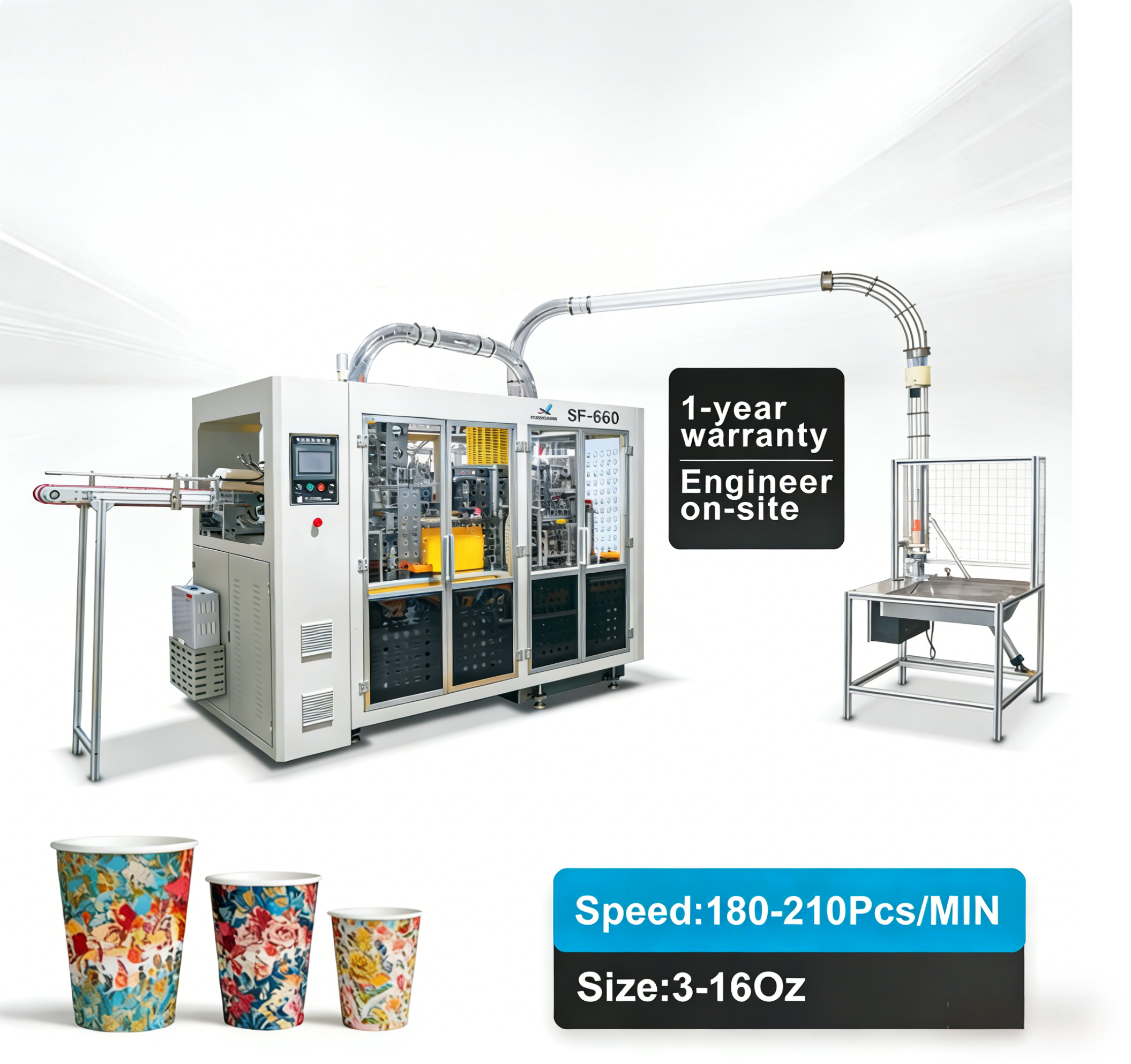 3oz-16oz Automatic Double Wall Coffee Paper Cup Making Machine PE/PLA Coated Paper Cup Making Machine Production Line