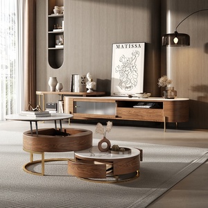 Tavolino da Caffè con Piano <span class=keywords><strong>in</strong></span> <span class=keywords><strong>Marmo</strong></span> e Gambe <span class=keywords><strong>in</strong></span> Acciaio Inox Sollevabili, Design Nordico Moderno <span class=keywords><strong>per</strong></span> Soggiorno - Product Image 3