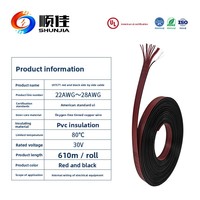 Cable de Cinta Rojo y Negro UL1571 26-28 AWG, Cable de Cobre Estañado con Aislamiento de PVC Codificado por Colores para Cableado Interno de Equipos Eléctricos