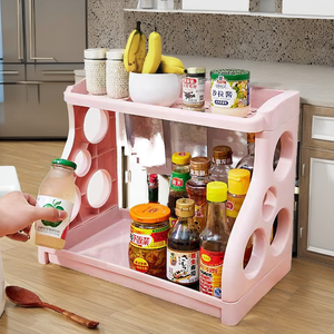 Wall-Mounted Kitchen Cabinet Organizer with Knife Holder Spices <b>Storage</b> Rack for Jar Bottle Seasoning Chopstick Spoon Shovel - Product Image 2