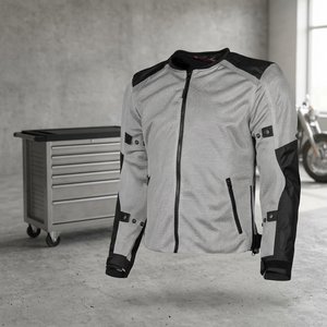 Chaqueta de Motocicleta Premium OEM Recubierta 100% Poliéster, Negra, Transpirable, para Hombre, Verano, Cuello Alto, Cierre de Cremallera, Piel de Vaca - Product Image 3