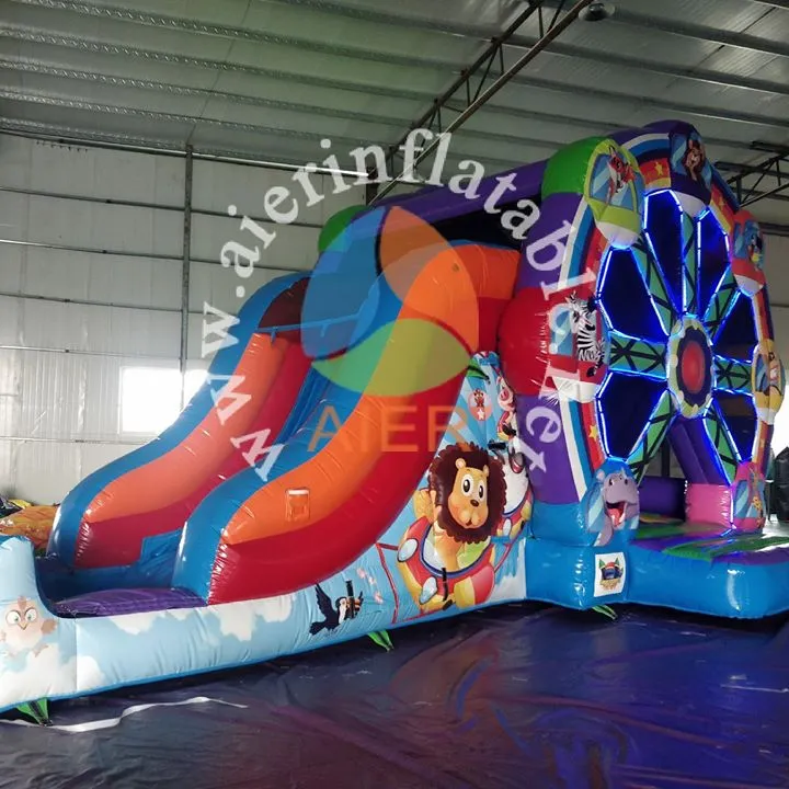 Factory price New Ferris wheel inflatable bouncer castle inflatable combo with LED light wet/dry jumping castle