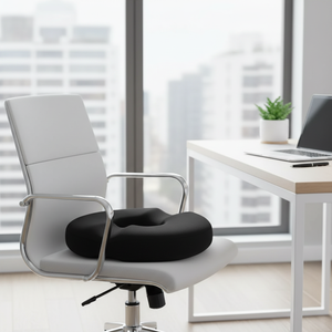 Bantal Duduk Busa Memori Bentuk U Donat Hitam, Teknik Jahitan untuk Mengatasi Nyeri Tulang Ekor, Wasir, dan Kehamilan Pasca Melahirkan - Product Image 3