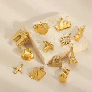Ciondoli a Tema Viaggi e Monumenti | Ciondoli in Acciaio Inossidabile Placcato Oro 18K PVD per Creazione di Gioielli Fai-da-Te | Pendenti Icone del Mondo e del Viaggio - Product Image 5