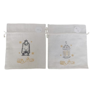 Sacs cadeaux en coton avec cordon de serrage pour fêtes et occasions spéciales, différents motifs - Product Image 2