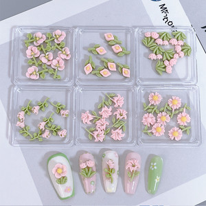 3D Resin <b>Flower</b> & Bow Nail Art Charms Set 6 Grids Transparent Storage Box Spring Summer DIY Nail Decorations for Salon Home - Product Image 2