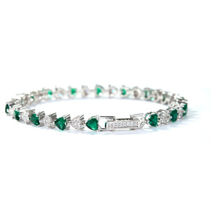 สร้อยข้อมือเทนนิสของผู้หญิงสร้อยข้อมือชุบโรเดียมสีขาวทองทันสมัยทันสมัยทำจากเพทายรูปหัวใจโรแมนติก - Product Image 2