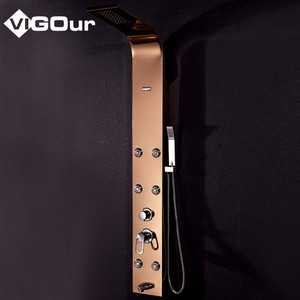 Panel de Ducha Termostático de Acero Inoxidable con Acabado Níquel Cepillado, Sistema de <span class=keywords><strong>Torre</strong></span> con Caída de Agua en Cascada, Grifo para Bañera, Montaje en Pared - Product Image 5