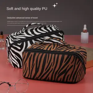 High-quality multifunctional cosmetic bag with zebra pattern and tiger pattern PU leather