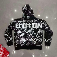 MIXED EMOTION Sweat à capuche zippé oversize en coton imprimé, style américain, vintage, décontracté urbain, pour couple