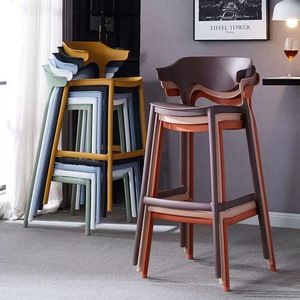 <span class=keywords><strong>Chaise</strong></span> haute de cuisine, tabouret de bar <span class=keywords><strong>noir</strong></span> et blanc, <span class=keywords><strong>chaise</strong></span> en PP pour îlot de cuisine, bar à domicile - Product Image 3