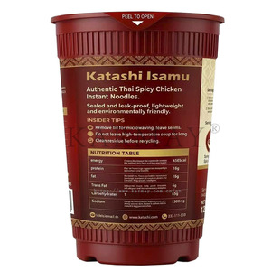 KARMAY Auténticos Fideos Picantes de Pollo Tailandeses en Vaso 75g-120g 700ml, Vaso de Plástico PP de Grado Alimenticio con Diseño de Pared Ondulada Redonda - Product Image 3