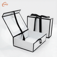 Boîte d'emballage rigide magnétique personnalisée auto-érectible avec fenêtre transparente en PVC et ruban, écologique et recyclée, pour cosmétiques et soins de la peau