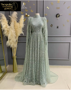 Elegante abito da sera a manica lunga verde per il ballo di fine anno del tappeto rosso mostra festa di compleanno annuale produttore di personalizzazione europeo - Product Image 2