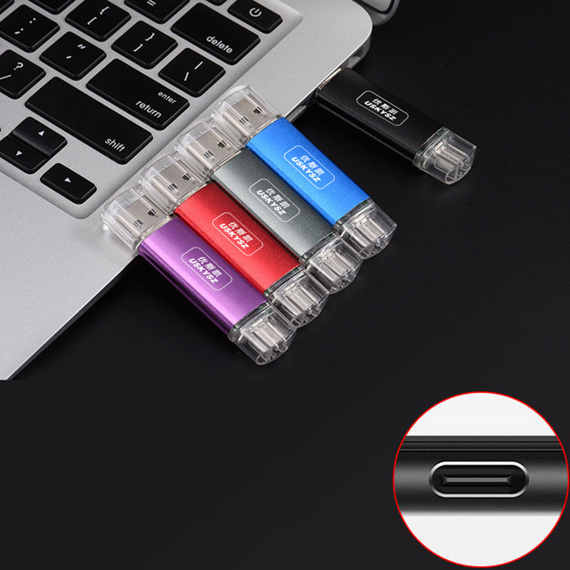 Dual 2 in 1 Type-C Usb Flash Drive Custom Logo 8GB 16GB 32GB 64GB 128GB 2.0 Otg Memory Stick Factory Usb Type-c Drive