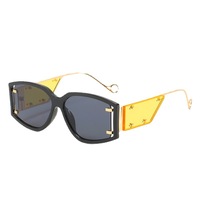 Lunettes de soleil à rivets personnalisées à jambes larges, style Hip Hop, rétro, Punk, Steampunk, 2022