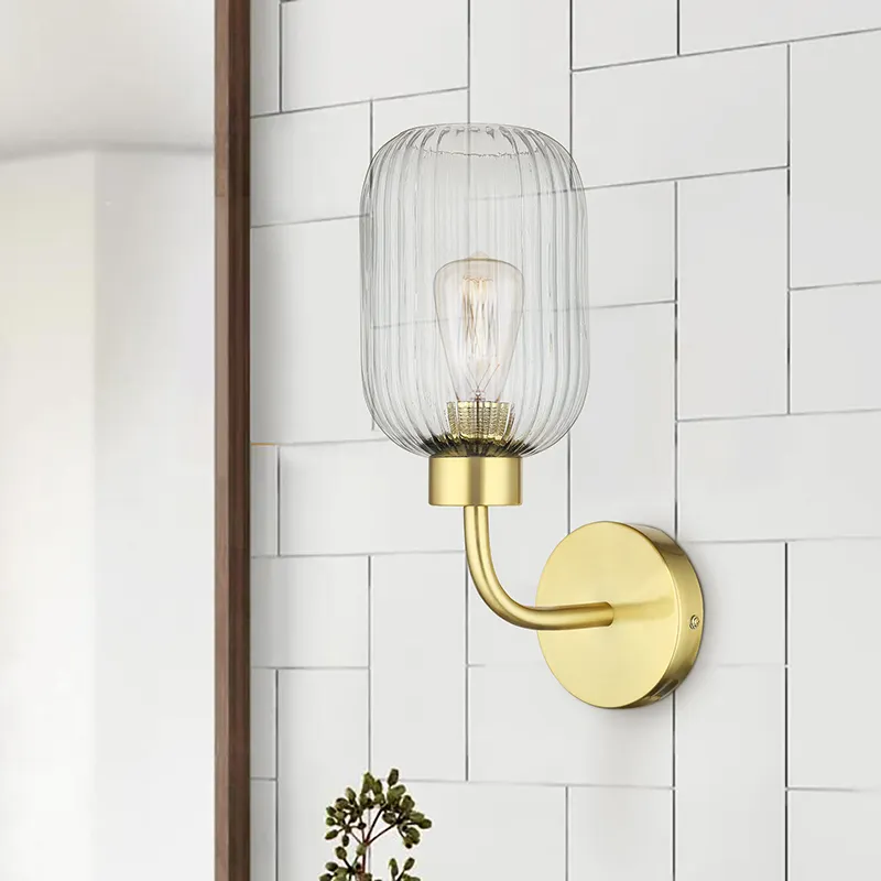 Contemporâneo pequeno texturizado vidro sombra bronze antigo lâmpada base banheiro parede lâmpadas interior