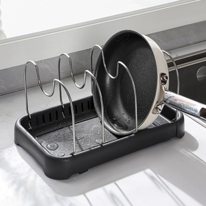 Gun Grey Adjustable Bracket Frying <b>Pan</b> Rack Storage Rack With Bracket Multi Layer Cabinet Kitchenware Storage Bracket Kitchen - Product Image 5