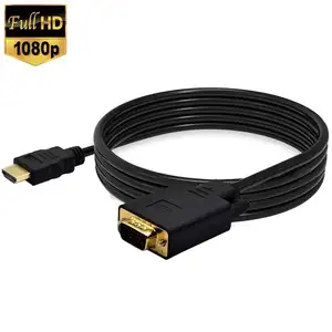 Cabo HDMI TO VGA 1.8M 6FT HDMI Ouro Macho Para VGA Cabo Adaptador de Vídeo Masculino Cabo Para HDTV PC Laptop Cabo Adaptador 1080P