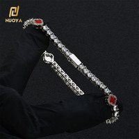 Bracelet NUOYA en zircon cubique glacé, trèfle à quatre feuilles, plaqué or 18 carats, chaîne tennis en laiton, bijoux hip-hop pour hommes et femmes