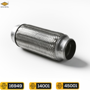 Tuyau d'<span class=keywords><strong>échappement</strong></span> flexible en métal pour automobile, 40*120mm, en acier inoxydable SS201, avec tressage extérieur uniquement - Product Image 1