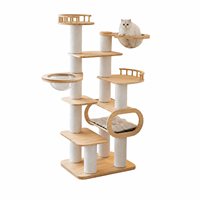 Arbre à chat tout-en-un en bois massif, grand format, avec deux capsules spatiales, gain de place